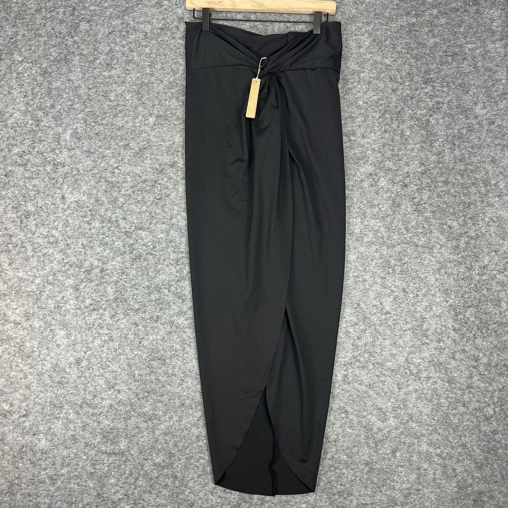 Skims Signature Swim Women's Recycled Sarong Maxi Skirt Onyx Black Large Resort